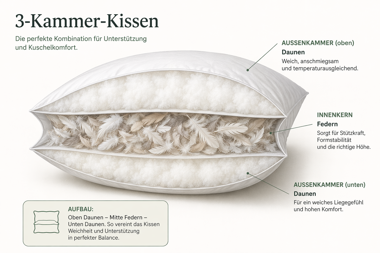 3-Kammer Kissen (sehr gute Stützkraft)
